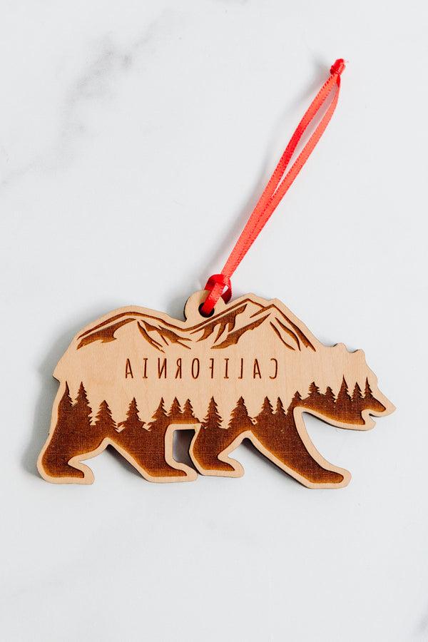 California Bear Wood Ornament